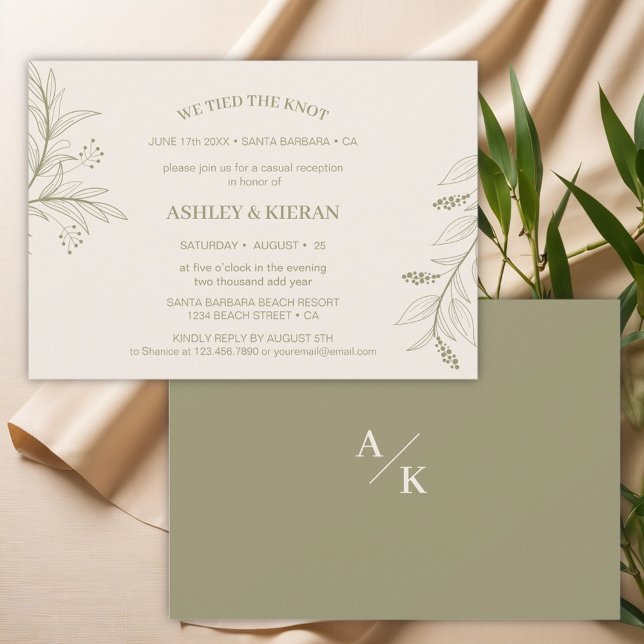 Elegant Floral GreenWe Tied the Knot Reception Invitation (Creator Uploaded)