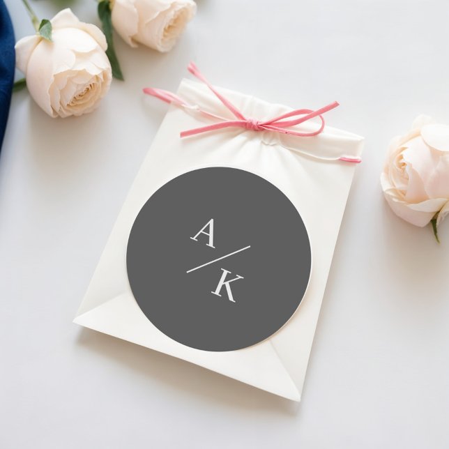 Elegant Floral grey Classic Round Sticker (Creator Uploaded)