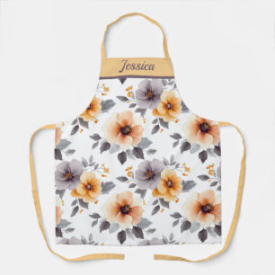 Elegant Floral grey Personalised Apron