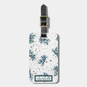 Elegant Floral Grunge Monogram Luggage Tag