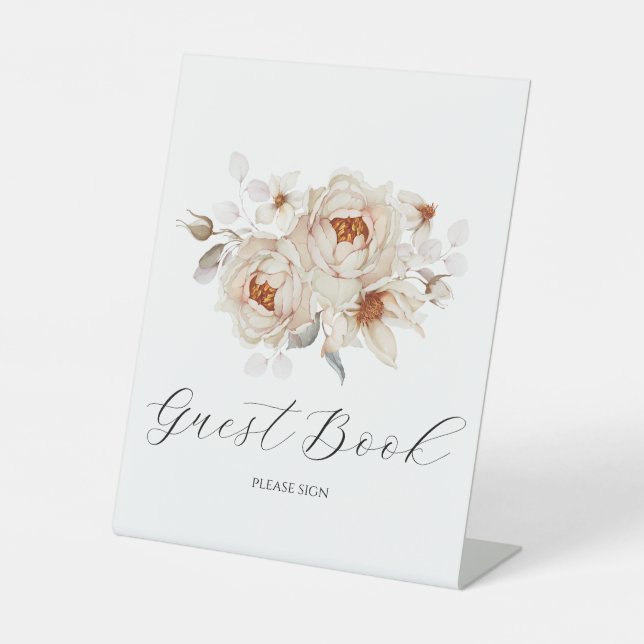 Elegant Floral Guest Book Sign (Front)