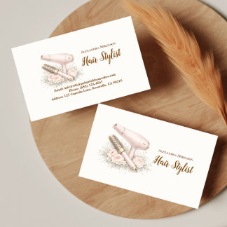 Elegant Floral Hair Stylist Business Card