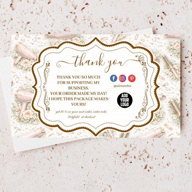 Elegant Floral Hair Stylist Thank You Card (Creator Uploaded)