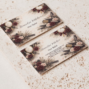 Elegant Floral Hairstylist Business Card