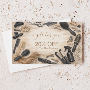 Elegant Floral Hairstylist Design Discount Card