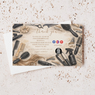 Elegant Floral Hairstylist Design Thank You Card