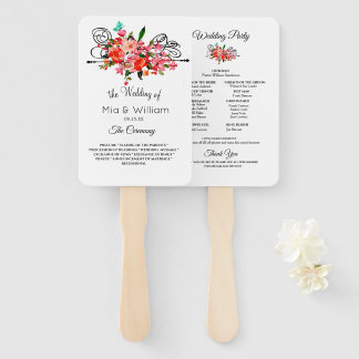 Elegant Floral Hand Fan Wedding Program
