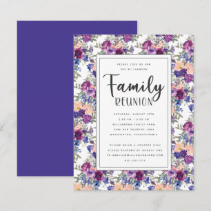 Elegant Floral Hand-Lettered Script Family Reunion Invitation