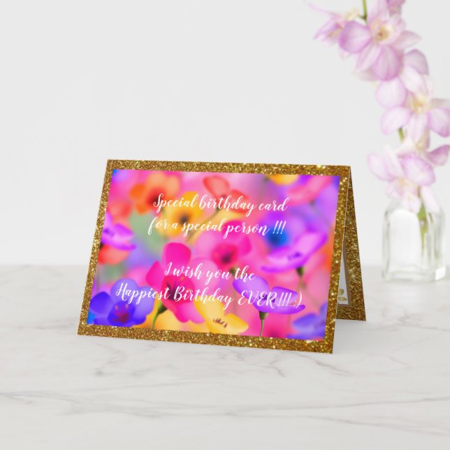 Elegant Floral Happiest Birthday Card (Orchid)