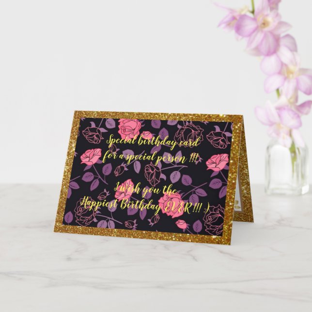 Elegant Floral Happiest Birthday Card (Orchid)