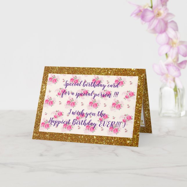 Elegant Floral Happiest Birthday Card (Orchid)