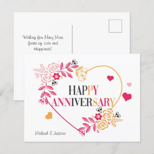 Elegant Floral Happy Anniversary Card