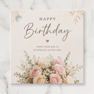 Elegant Floral Happy Birthday Gift Tag Favour Tags