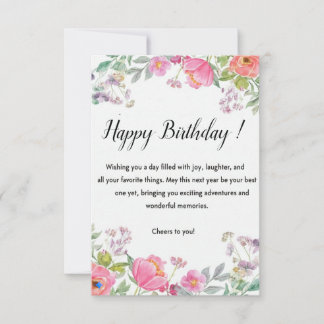 Elegant Floral Happy Birthday Greeting Card