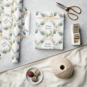 Elegant Floral Happy Easter  Wrapping Paper