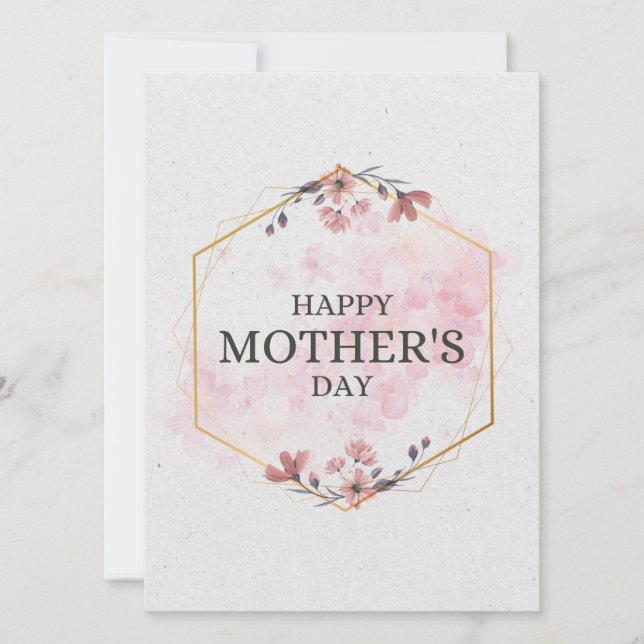 Elegant Floral Happy Mother’s Day Watercolor Card (Front)