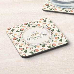 Elegant Floral Happy Mother's Day Coaster