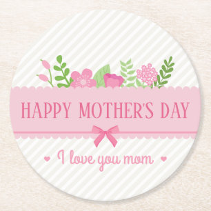 Elegant Floral Happy Mother's Day Coaster