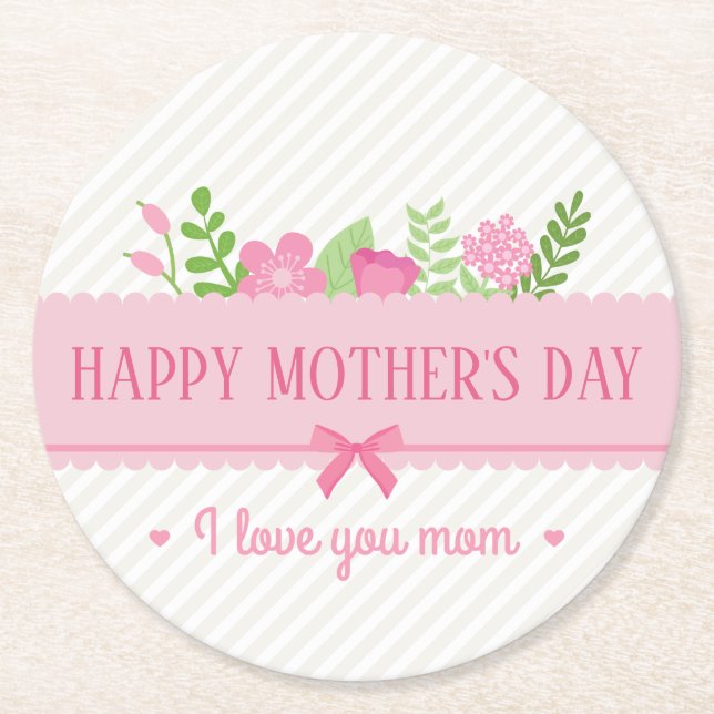 Elegant Floral Happy Mother's Day | Coaster (Front)