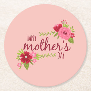 Elegant Floral Happy Mother's Day Coaster