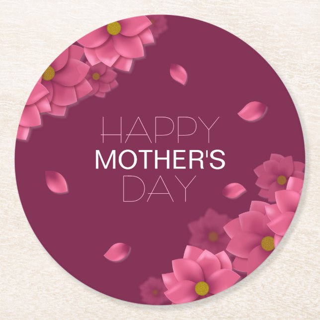 Elegant Floral Happy Mother's Day | Coaster (Front)