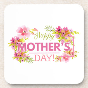 Elegant Floral Happy Mother's Day Coaster