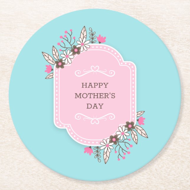Elegant Floral Happy Mother's Day | Coaster (Front)