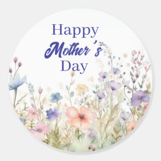 Elegant floral happy Mother's day design Classic Round Sticker