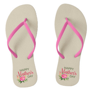 Elegant Floral Happy Mother's Day Flip Flops