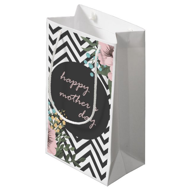 Elegant Floral Happy Mother's Day | Gift Bag (Front Angled)