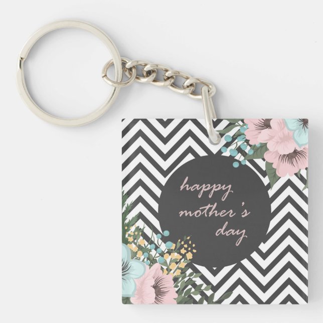 Elegant Floral Happy Mother's Day | Keychain (Front)