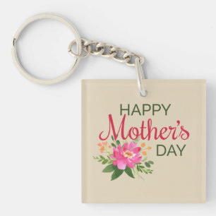 Elegant Floral Happy Mother's Day   Keychain