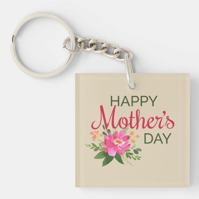 Elegant Floral Happy Mother's Day | Keychain (Front)