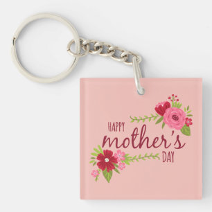 Elegant Floral Happy Mother's Day   Keychain