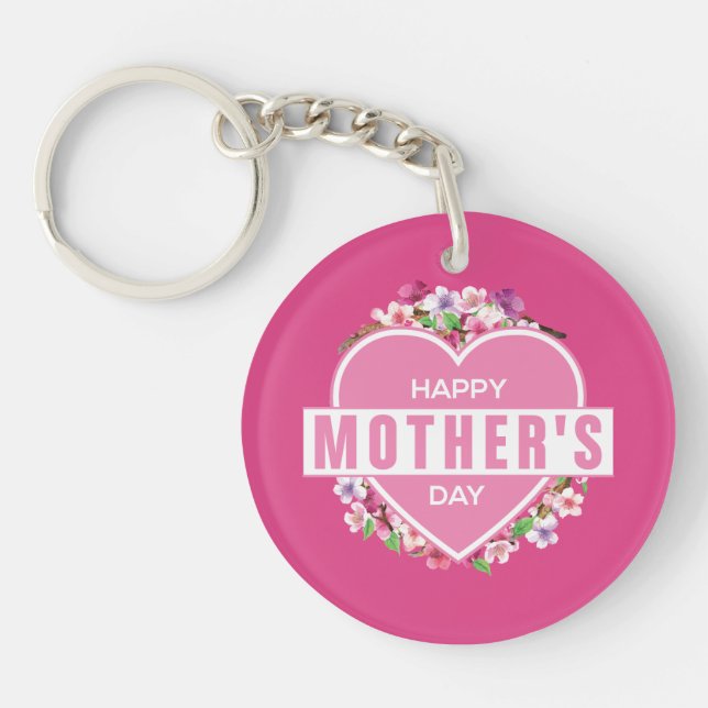 Elegant Floral Happy Mother's Day | Keychain (Front)