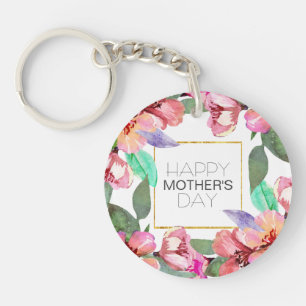 Elegant Floral Happy Mother's Day Keychain