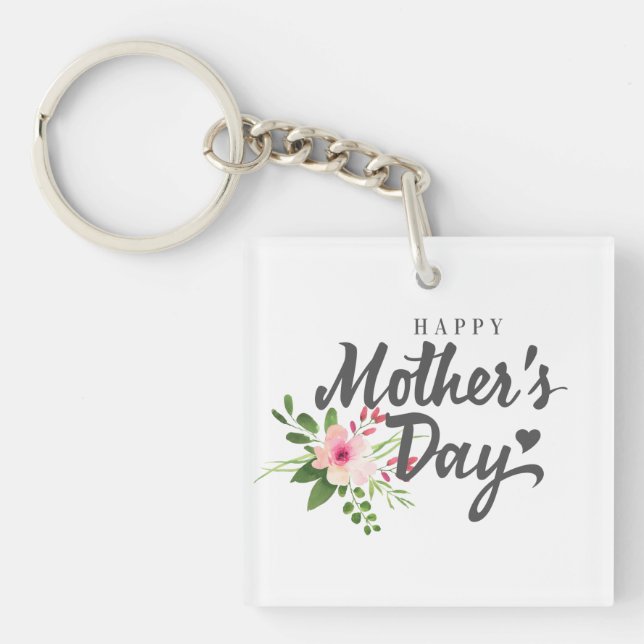 Elegant Floral Happy Mother's Day | Keychain (Front)