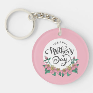 Elegant Floral Happy Mother's Day   Keychain