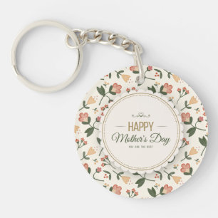 Elegant Floral Happy Mother's Day Keychain