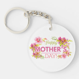 Elegant Floral Happy Mother's Day Keychain