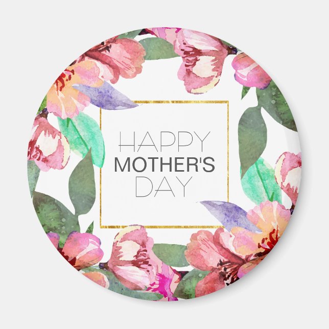 Elegant Floral Happy Mother's Day | Magnet (Front)