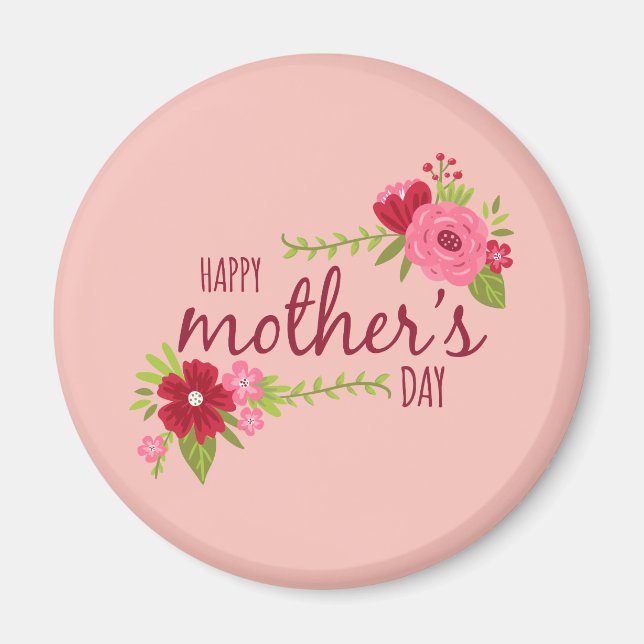 Elegant Floral Happy Mother's Day | Magnet (Front)