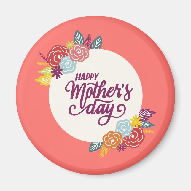 Elegant Floral Happy Mother's Day | Magnet (Front)
