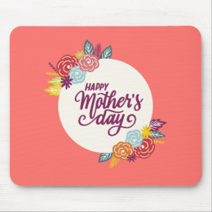 Elegant Floral Happy Mother's Day Mouse Pad