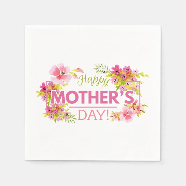 Elegant Floral Happy Mother's Day | Napkin (Front)