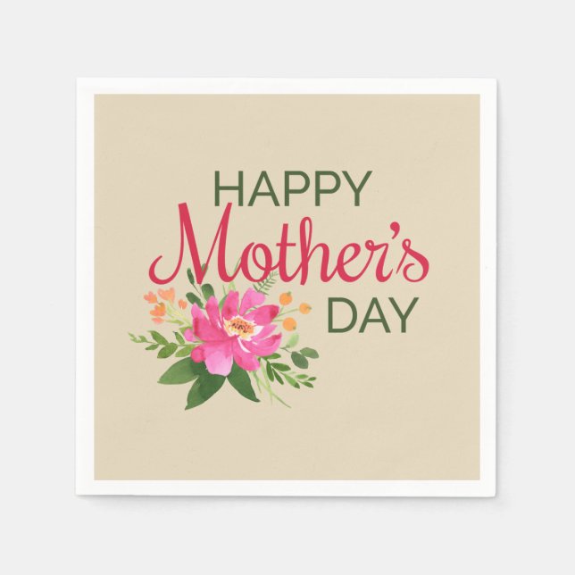 Elegant Floral Happy Mother's Day | Napkin (Front)