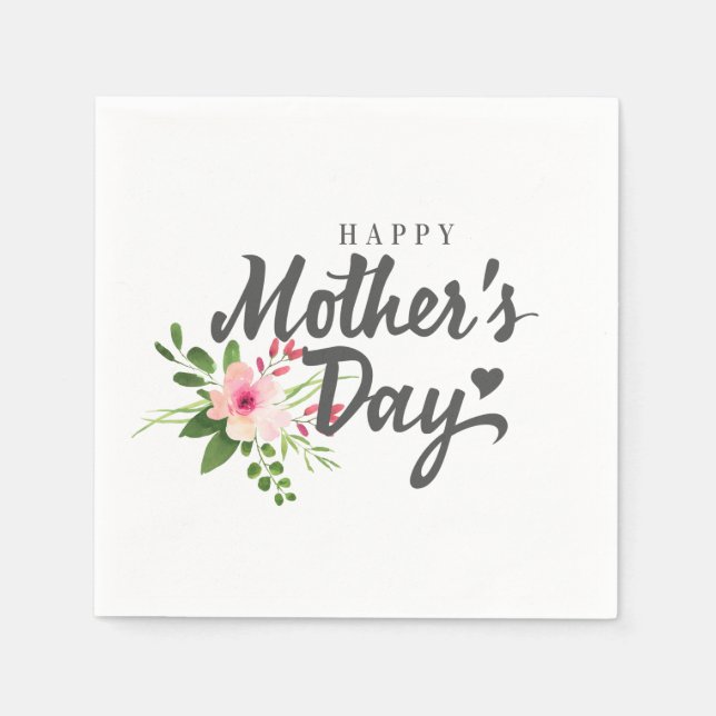 Elegant Floral Happy Mother's Day | Napkin (Front)
