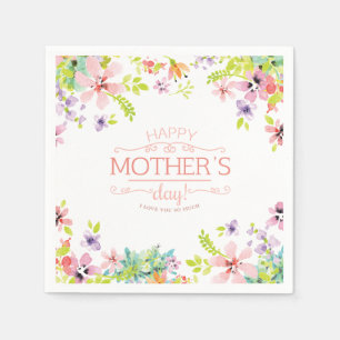 Elegant Floral Happy Mother's Day   Napkin
