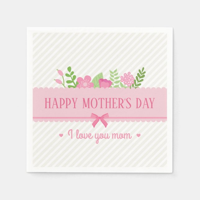 Elegant Floral Happy Mother's Day | Napkin (Front)