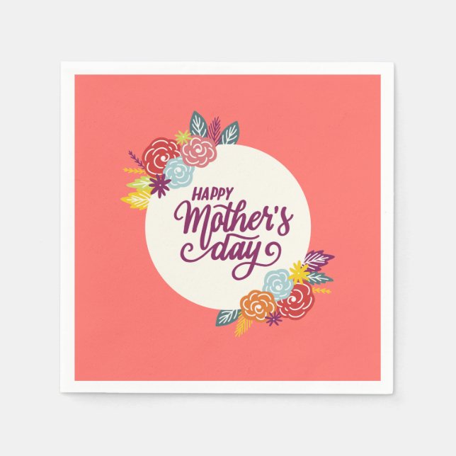 Elegant Floral Happy Mother's Day | Napkin (Front)